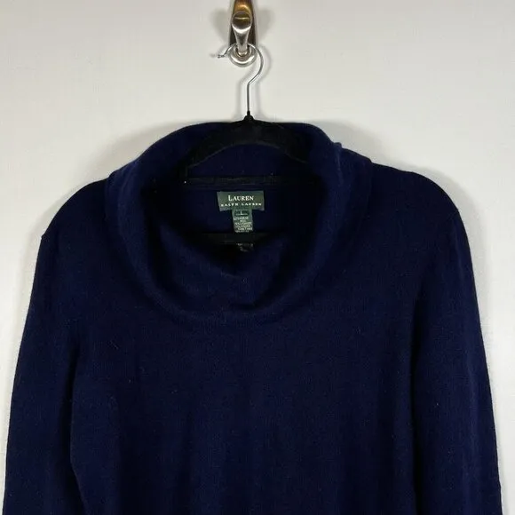 Lauren Ralph Lauren Merino Wool Cashmere Angora Rabbit Sweater Size L Blue Soft