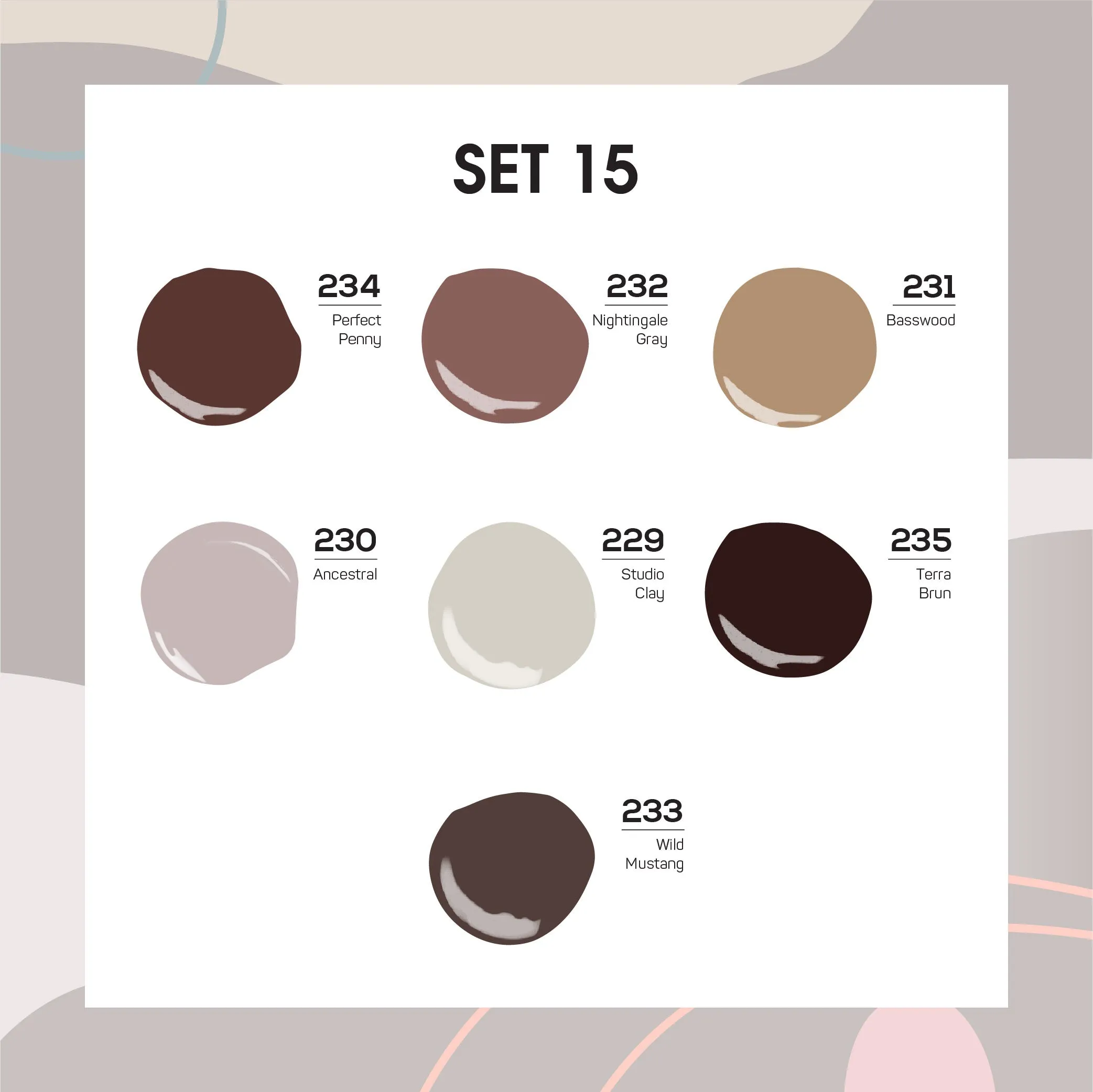 Lavis Holiday Collection: 7 Gel Polishes, 1 Base Gel, 1 Top Gel - Set 15 - 234, 232, 231, 230, 229, 235, 233   BT