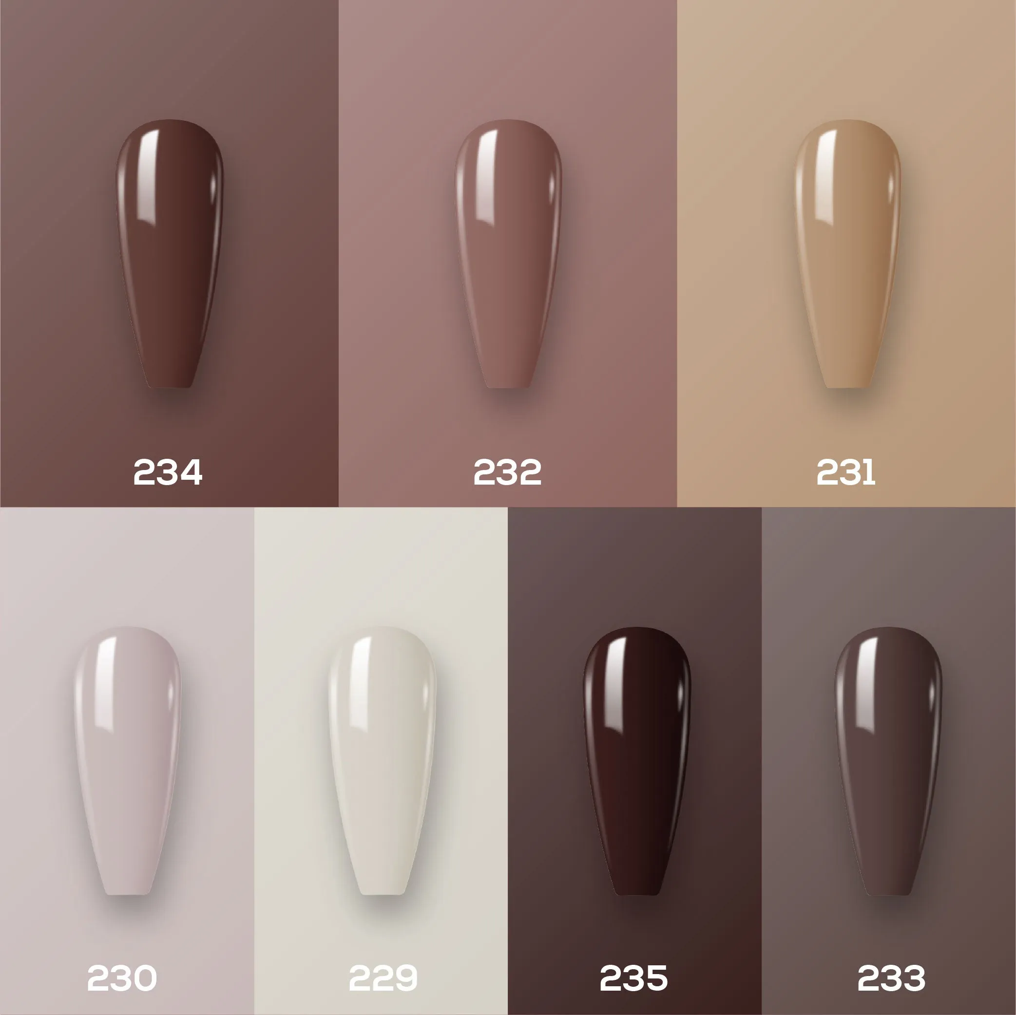 Lavis Holiday Collection: 7 Gel Polishes, 1 Base Gel, 1 Top Gel - Set 15 - 234, 232, 231, 230, 229, 235, 233   BT