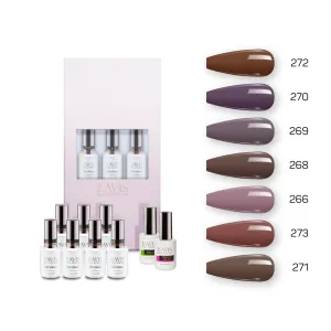 Lavis Holiday Collection: 7 Gel Polishes, 1 Base Gel, 1 Top Gel - Set 18 - 272, 270, 269, 268, 266, 273, 271   BT