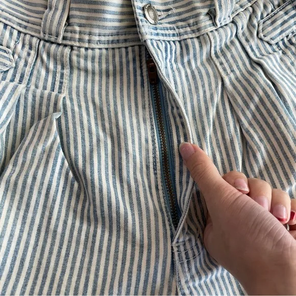Lawman Vintage Pinstriped Blue White Denim Shorts 25