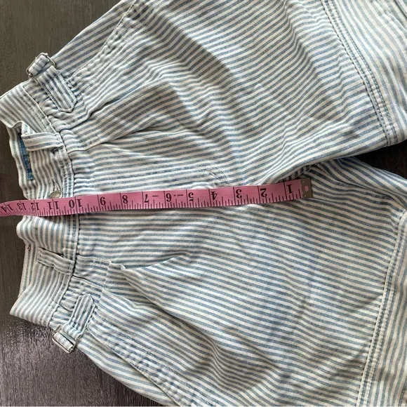 Lawman Vintage Pinstriped Blue White Denim Shorts 25