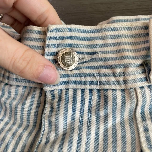 Lawman Vintage Pinstriped Blue White Denim Shorts 25