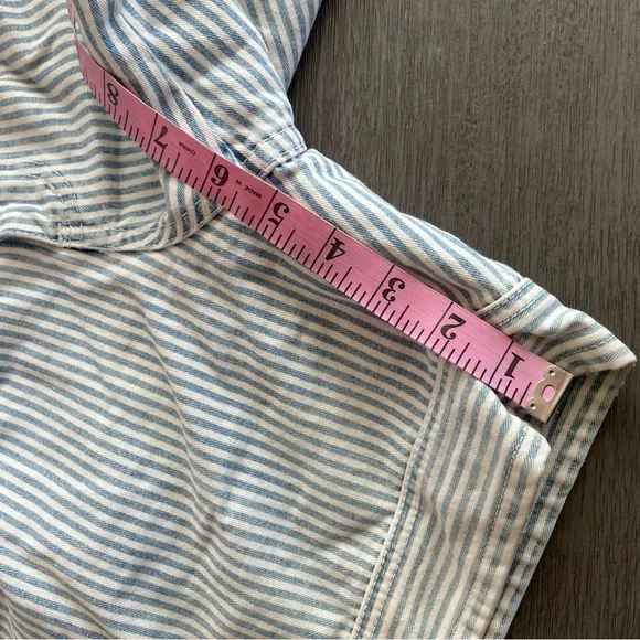 Lawman Vintage Pinstriped Blue White Denim Shorts 25