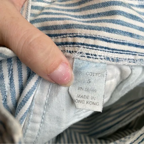 Lawman Vintage Pinstriped Blue White Denim Shorts 25