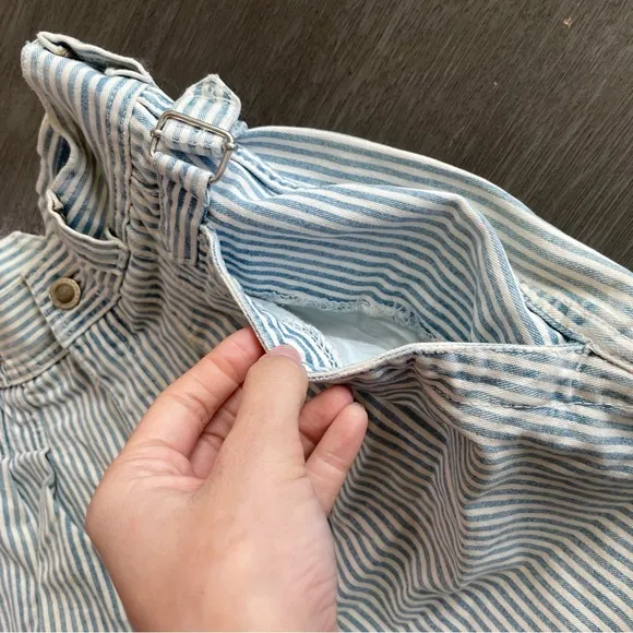 Lawman Vintage Pinstriped Blue White Denim Shorts 25