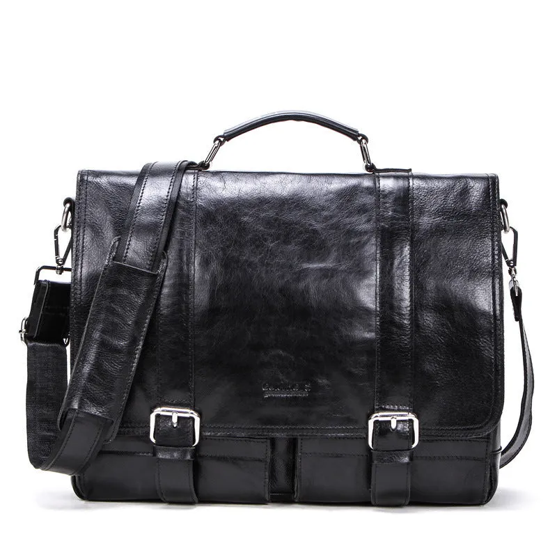 Leather Business Briefcase Large Capacity Diagonal Bag