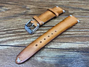 Leather Watch Straps 20mm, Vintage Brown Leather Mens Wrist Watch Band Replacement, Personalise Christmas Gift idea, Hand Stitched Vintage Faded Brown Leather Watch Straps, Watch Straps 19mm for Rolex