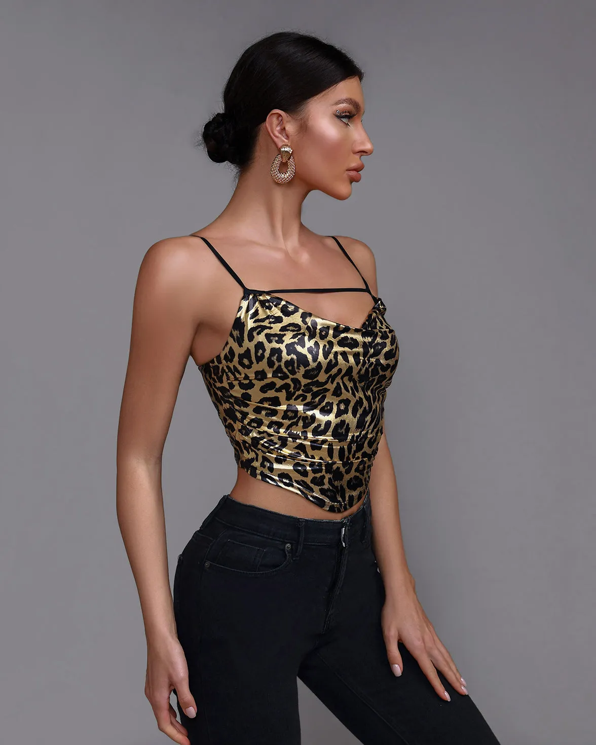 Leopard Print Strap Top