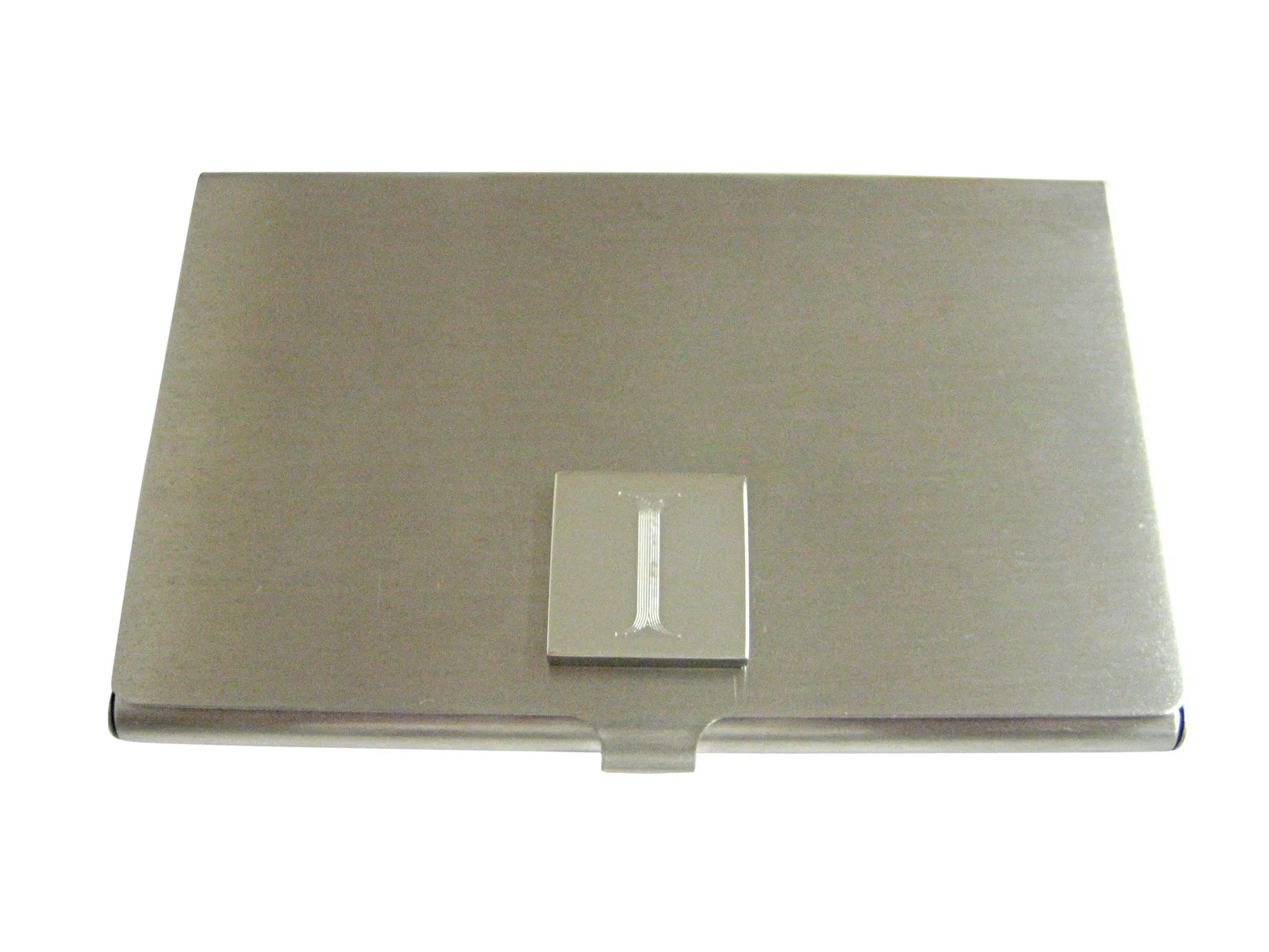 Letter I Etched Monogram Business Card Holder