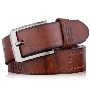 Letters Hot Stamping Faux Leather Belt - Coffee
