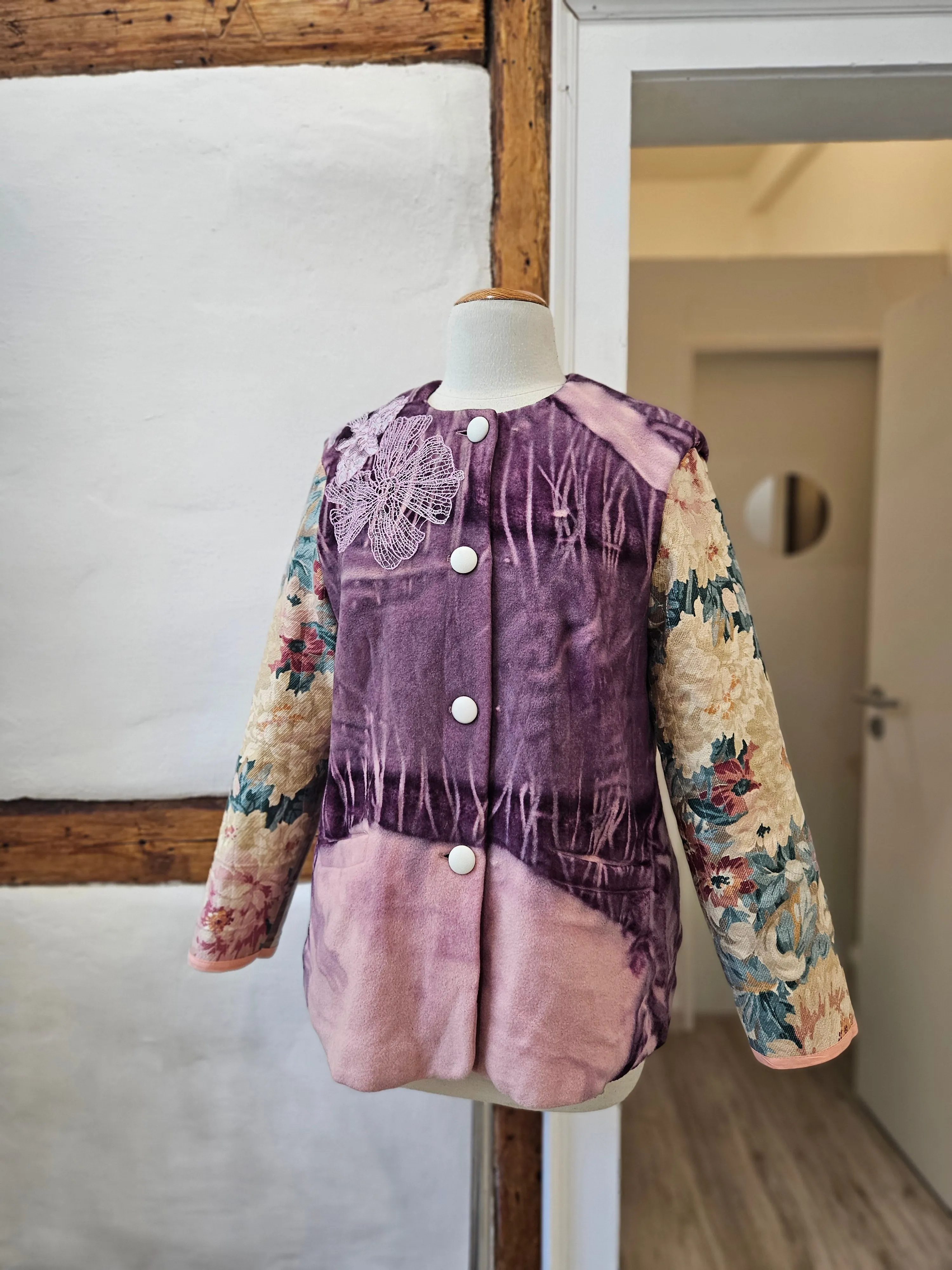 Lilac Lover 💜 Cashmere & Barkcloth Quilted Floral Jacket