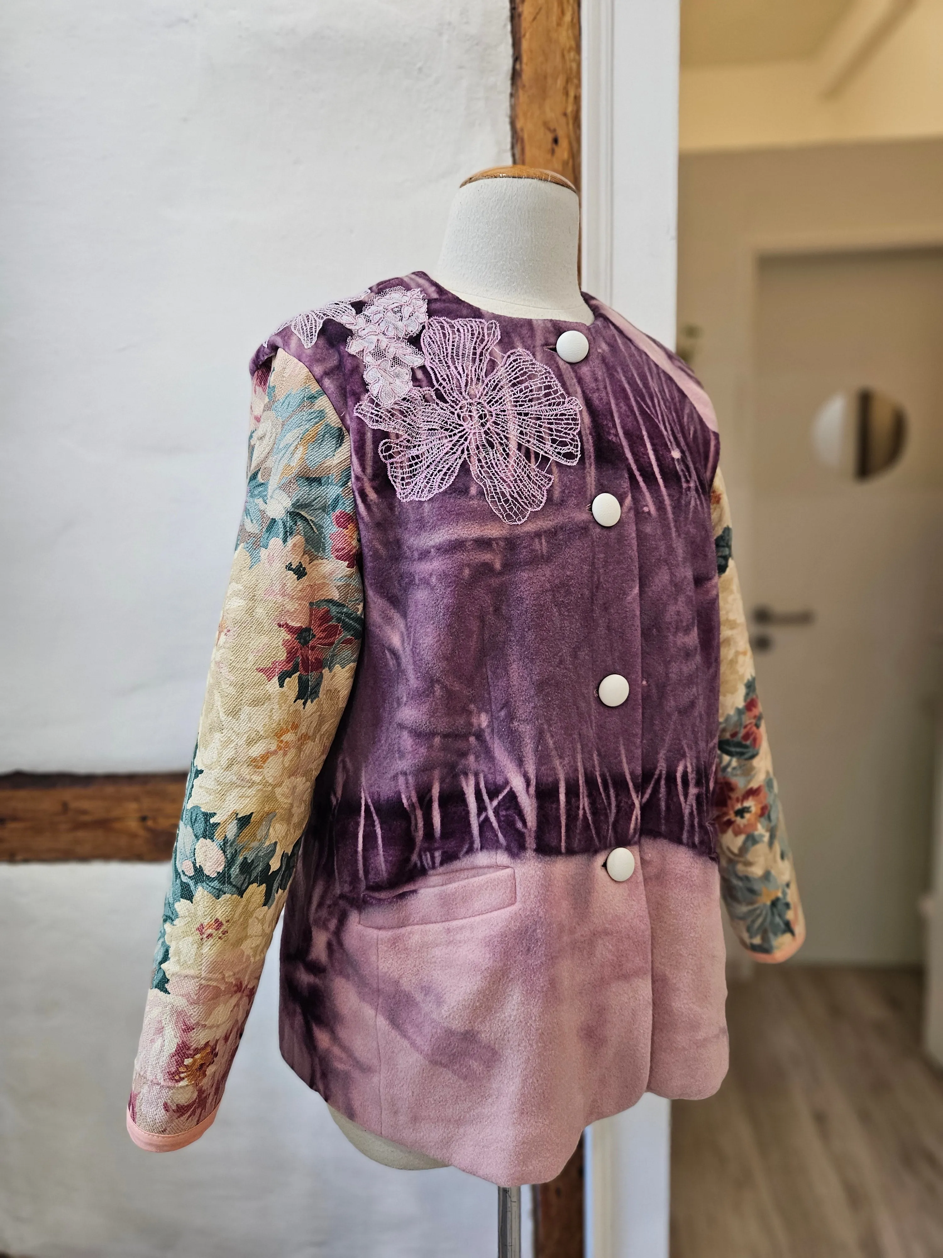 Lilac Lover 💜 Cashmere & Barkcloth Quilted Floral Jacket