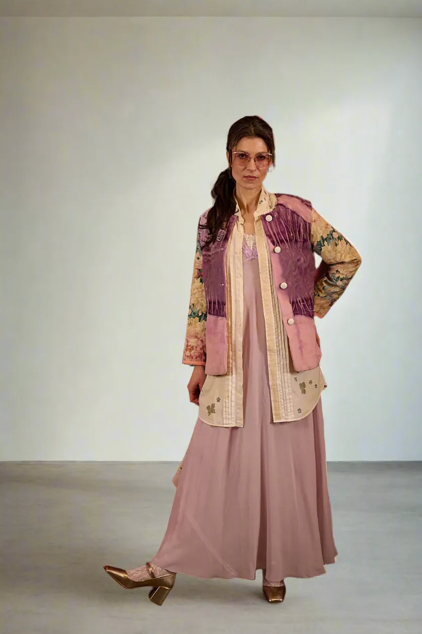 Lilac Lover 💜 Cashmere & Barkcloth Quilted Floral Jacket