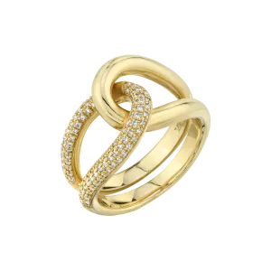 Link Ring with White Pavé Diamonds
