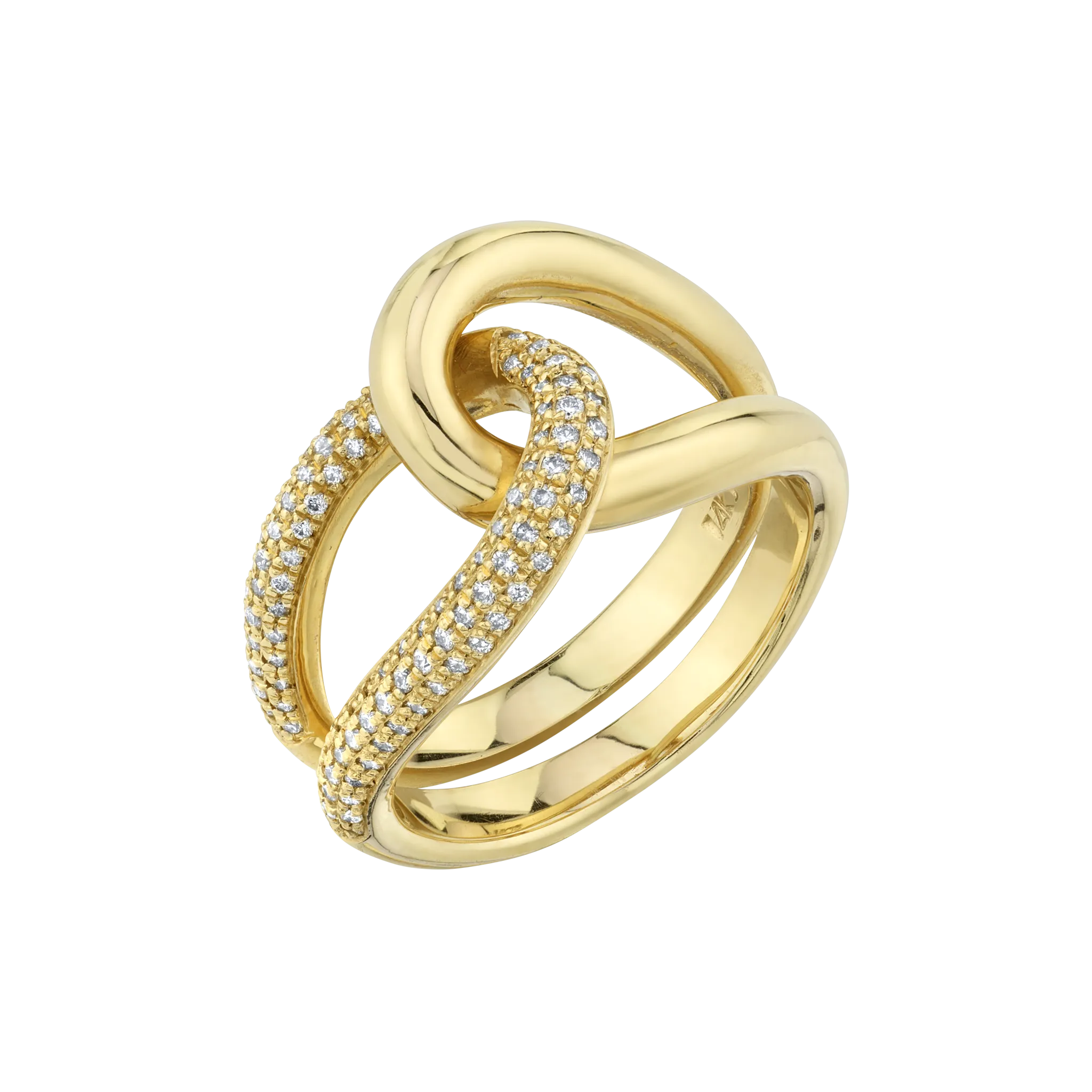 Link Ring with White Pavé Diamonds