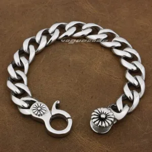 LINSION 316L Stainless Steel Mens Biker Rocker Bracelet 5E004 Free Shipping