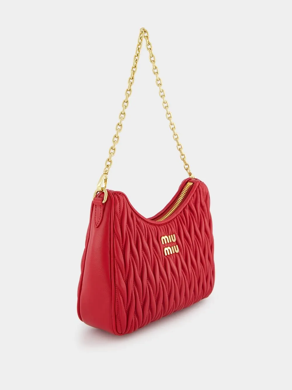 Logo-Plaque Matelassé Leather Shoulder Bag