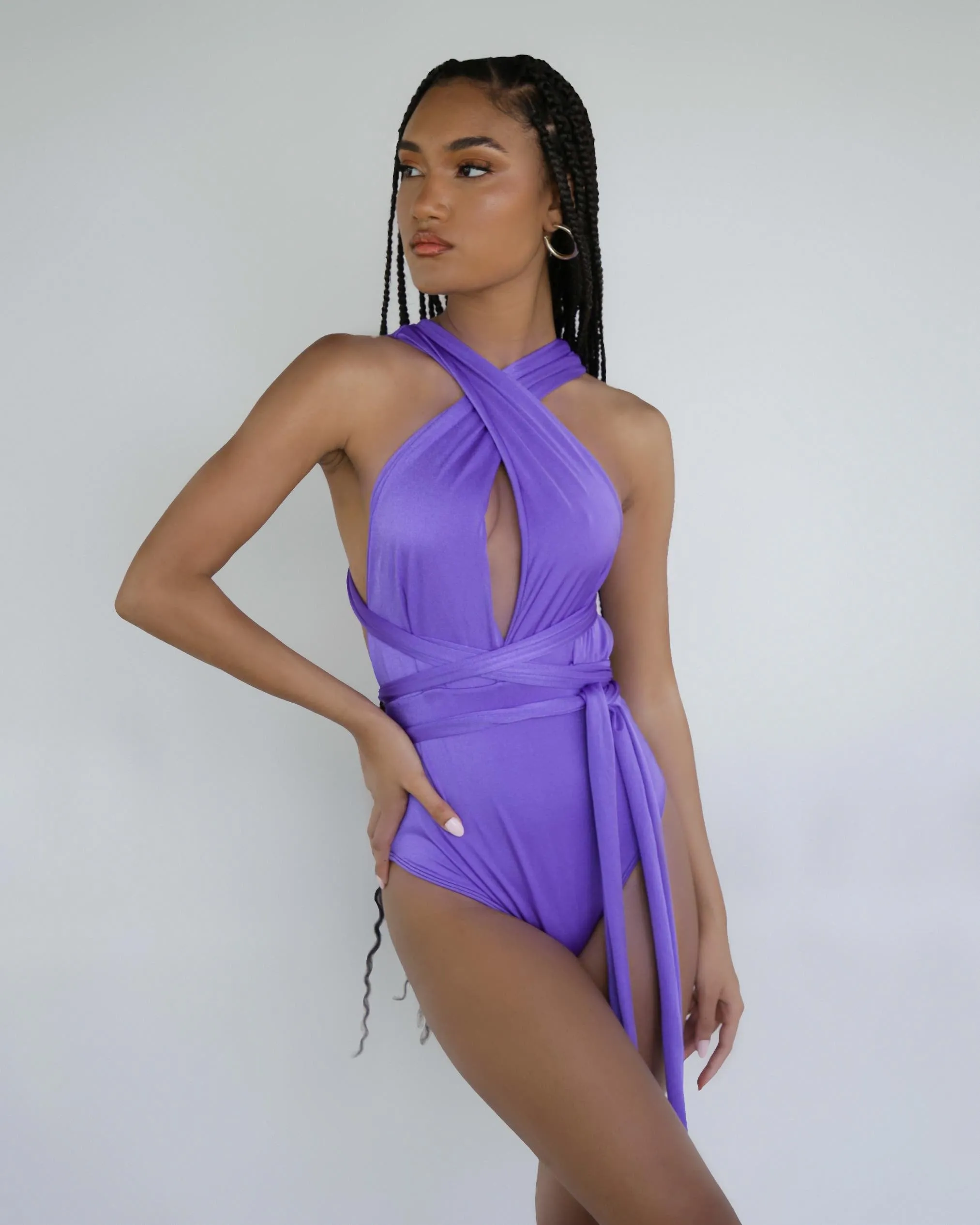 Loren - Purple convertible one-piece swimsuit