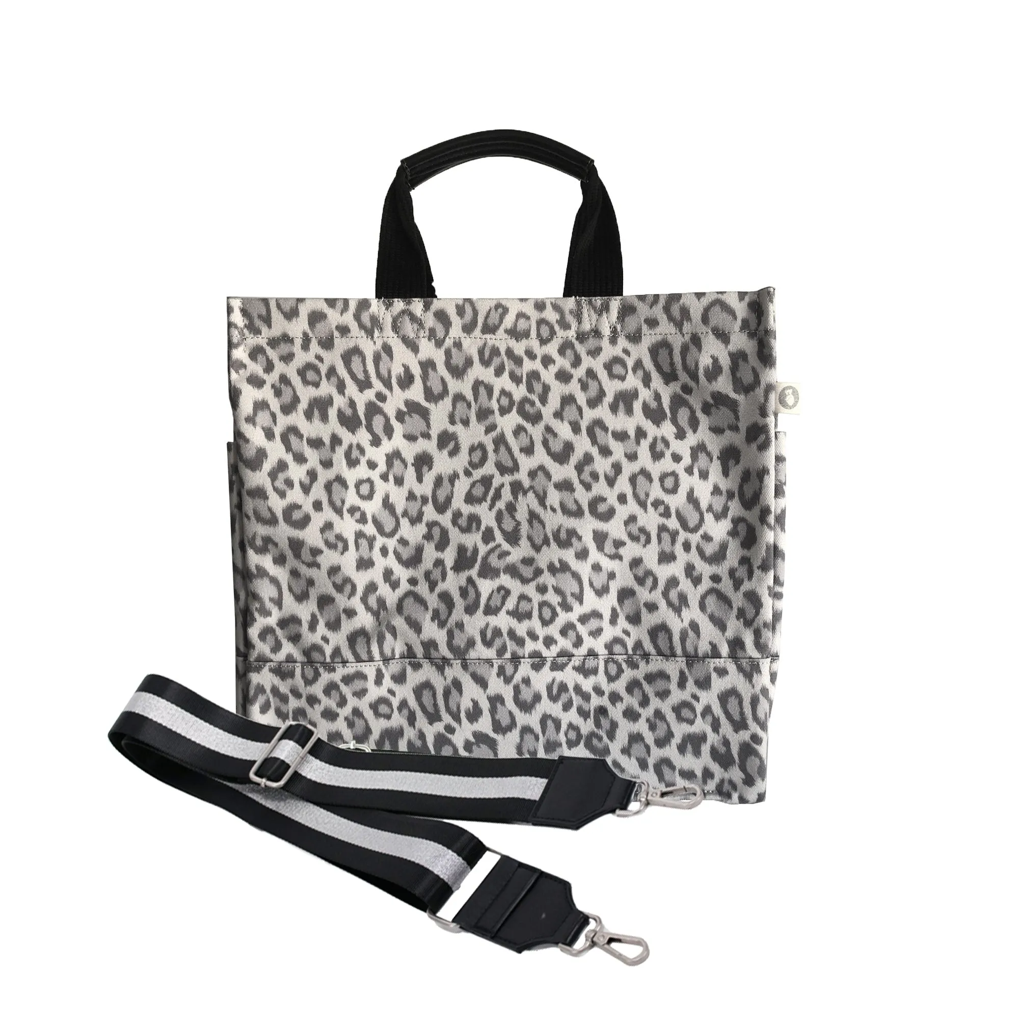 Luxe North South Bag: Grey Leopard