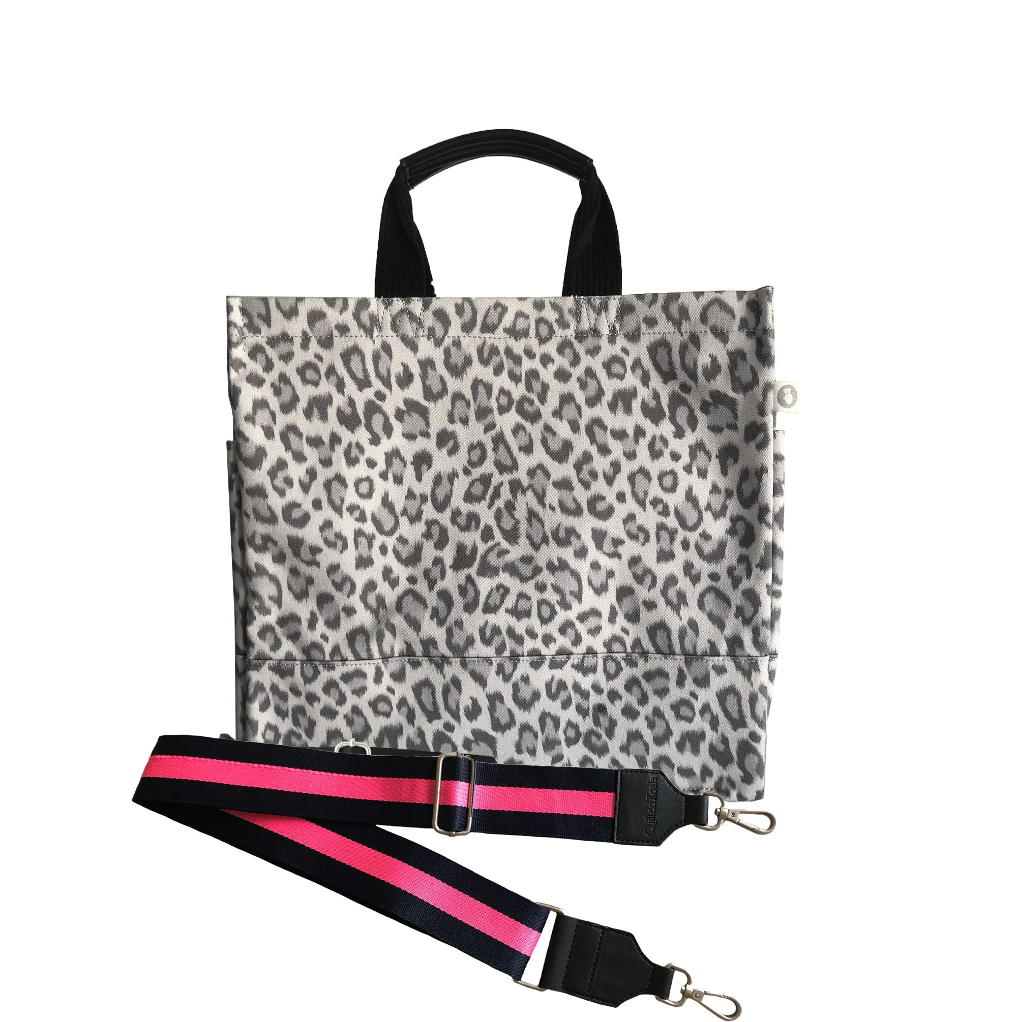 Luxe North South Bag: Grey Leopard