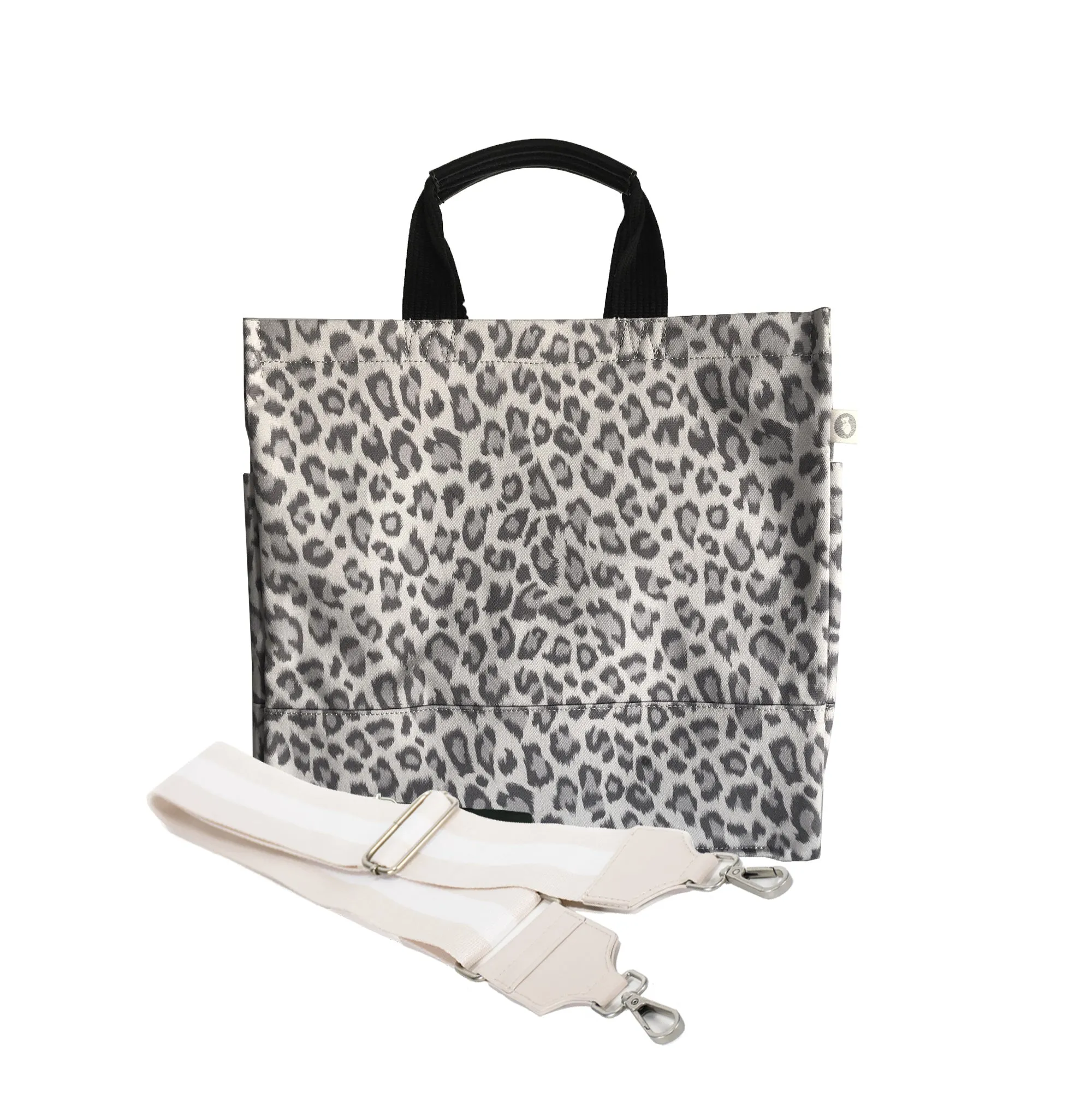 Luxe North South Bag: Grey Leopard