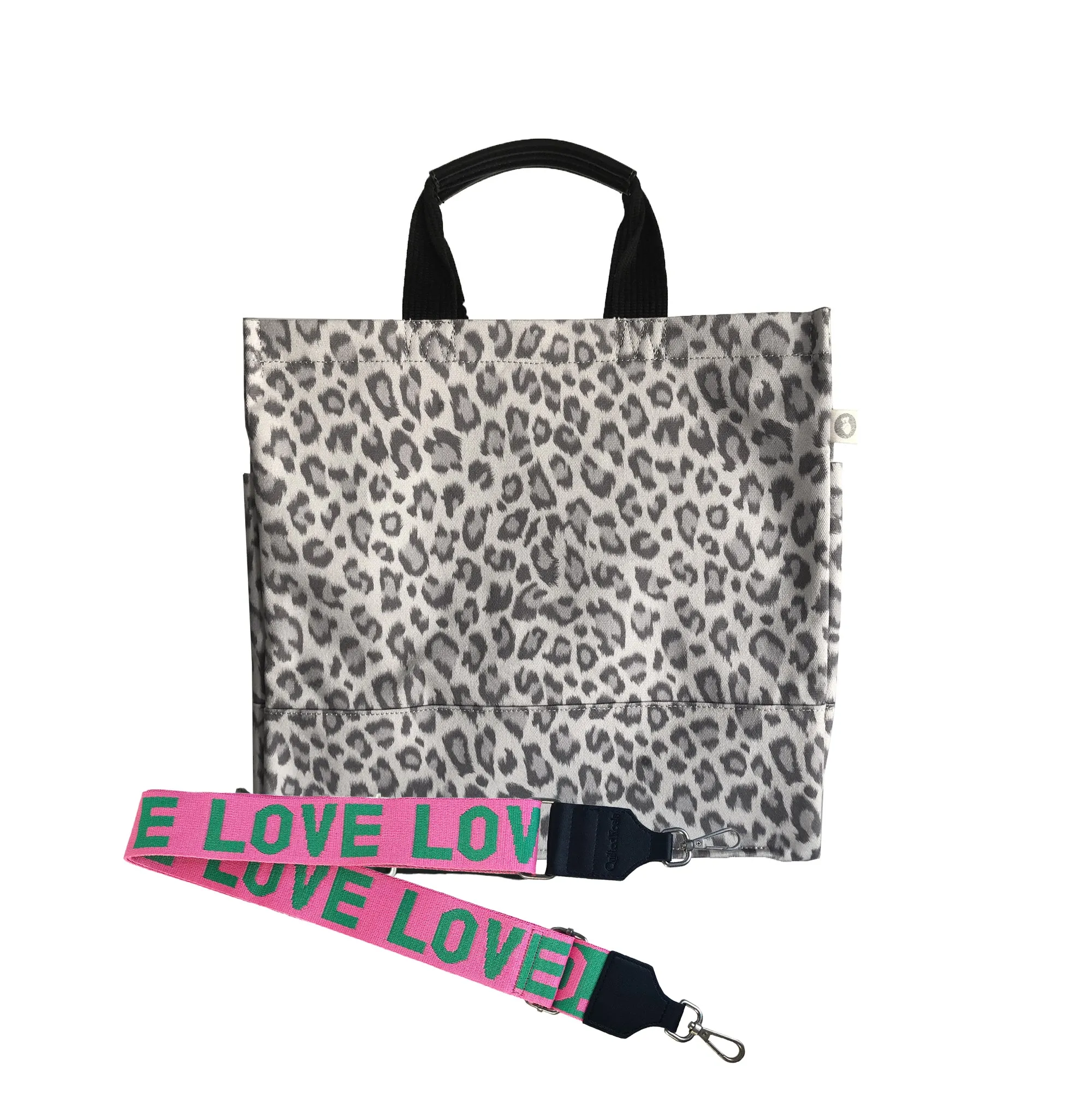 Luxe North South Bag: Grey Leopard