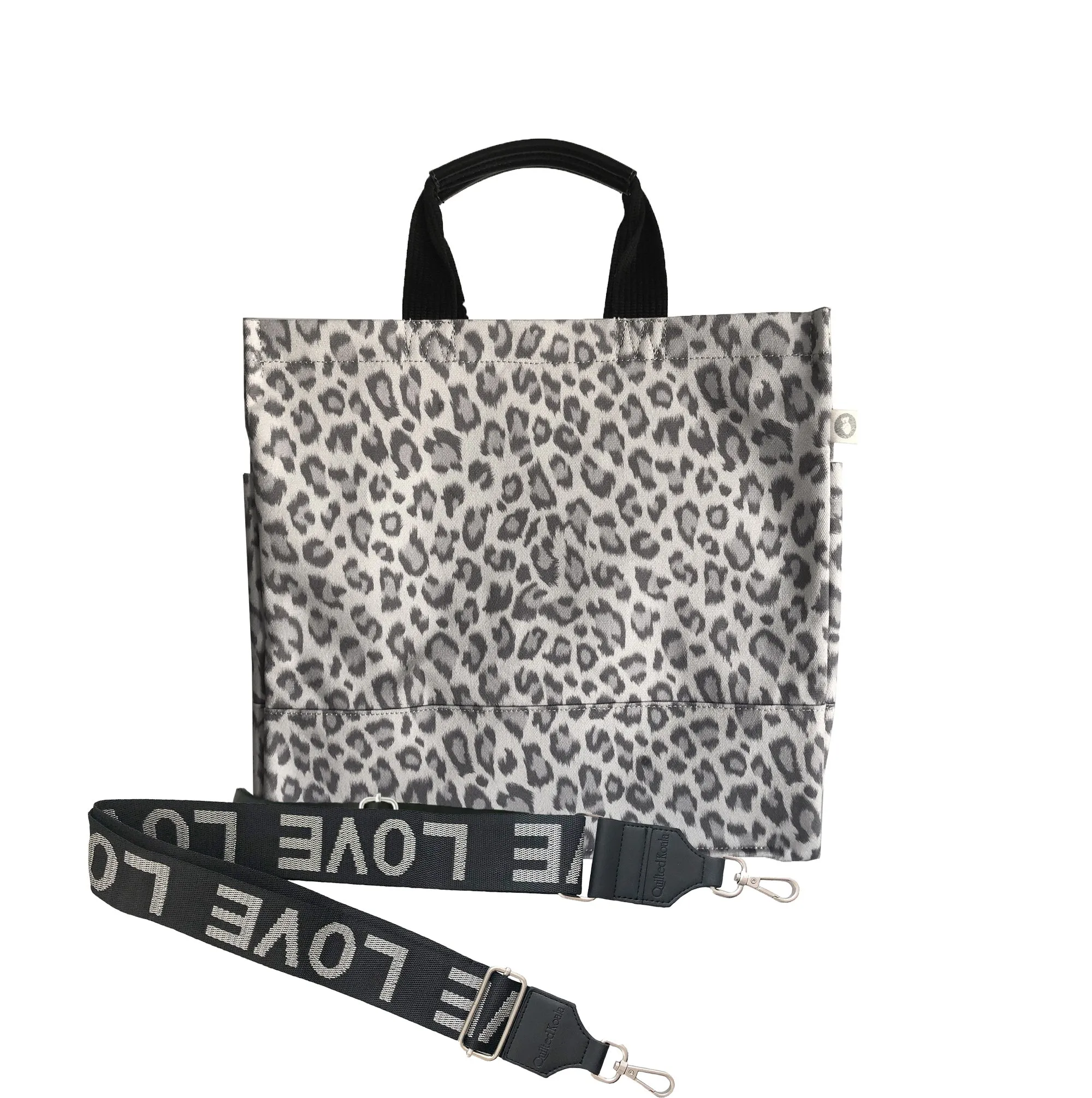 Luxe North South Bag: Grey Leopard
