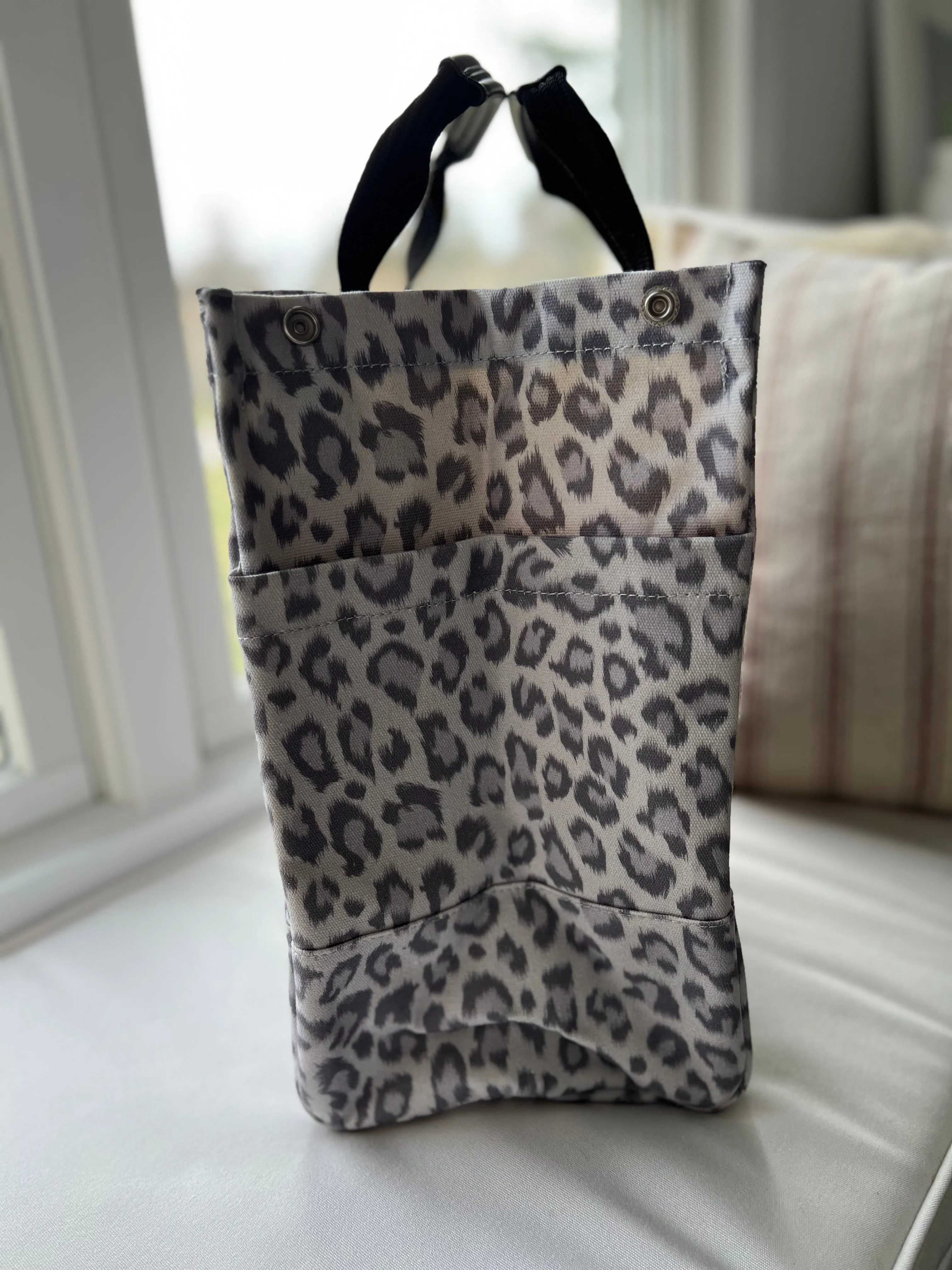 Luxe North South Bag: Grey Leopard