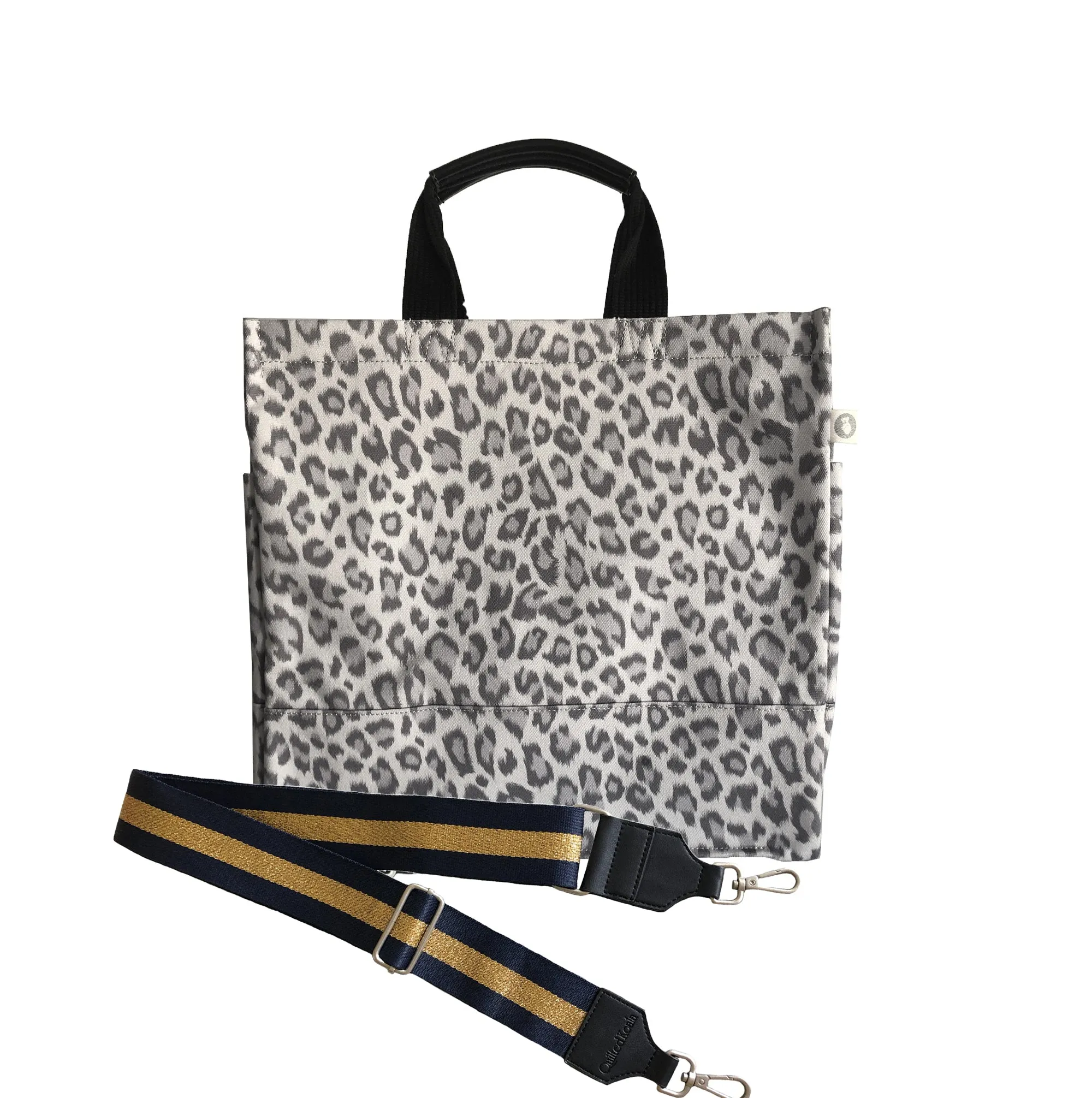 Luxe North South Bag: Grey Leopard
