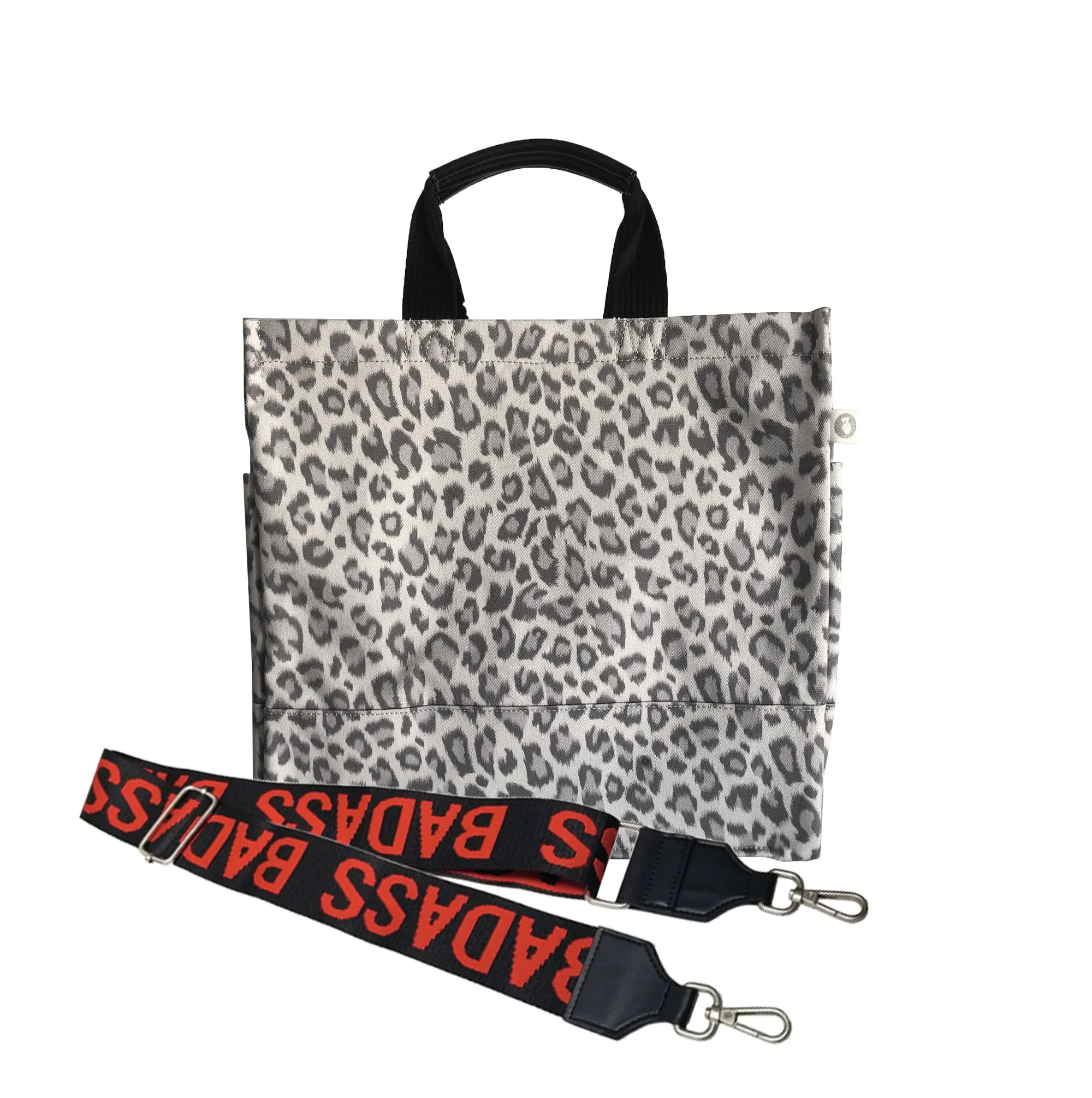 Luxe North South Bag: Grey Leopard