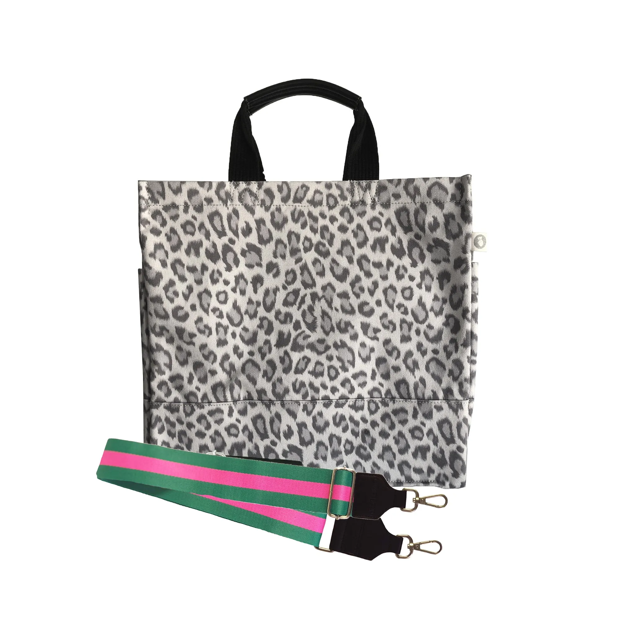 Luxe North South Bag: Grey Leopard