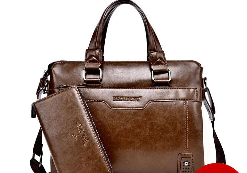 luxury leather men's briefcase leather business briefcase bag shoulder bag men's messenger bag tote handbag