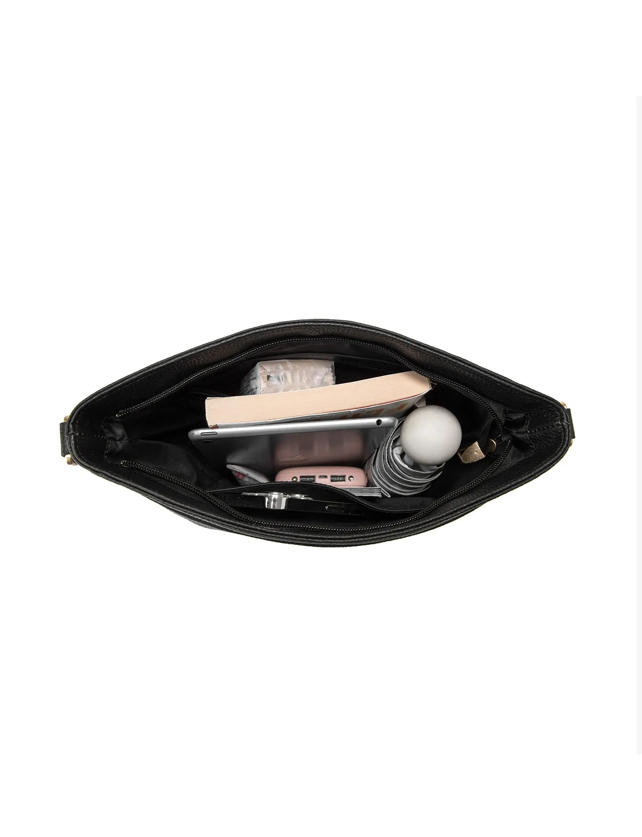 MACKENZIE LEATHER BUCKET BAG- E1-0833-BLK