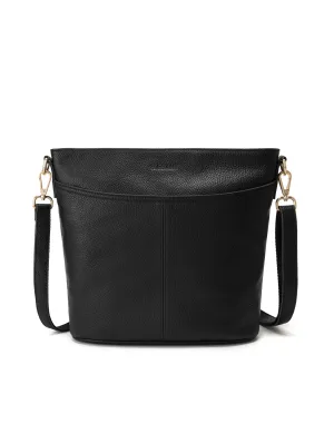 MACKENZIE LEATHER BUCKET BAG- E1-0833-BLK