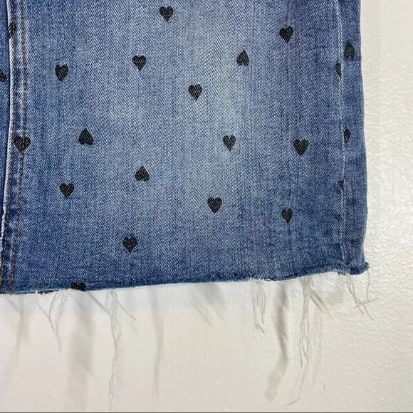 MADEWELL NWT Heart Print Stretch Denim Mini Skirt