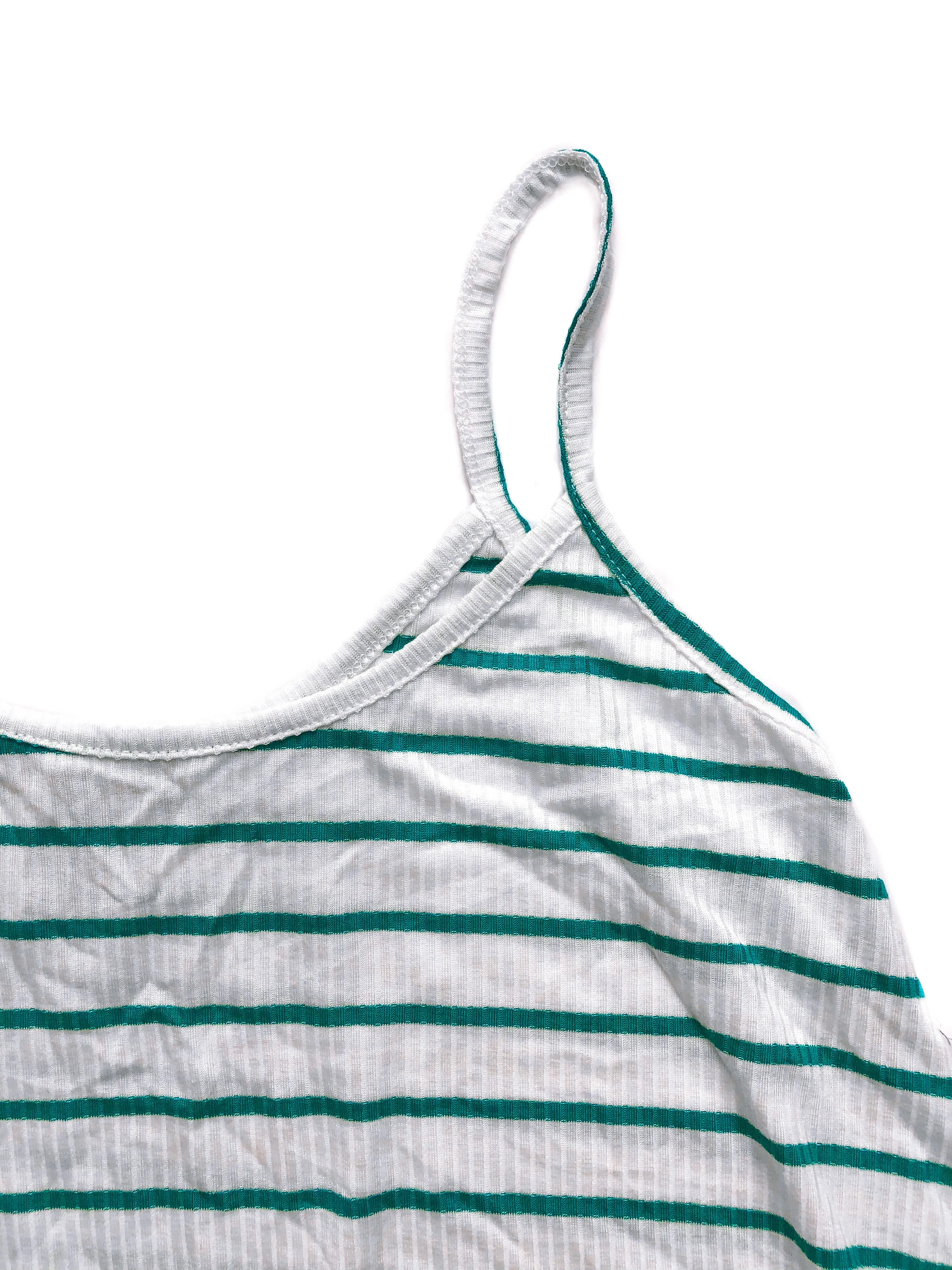 Madison Ribbed Cami Top - Green/White