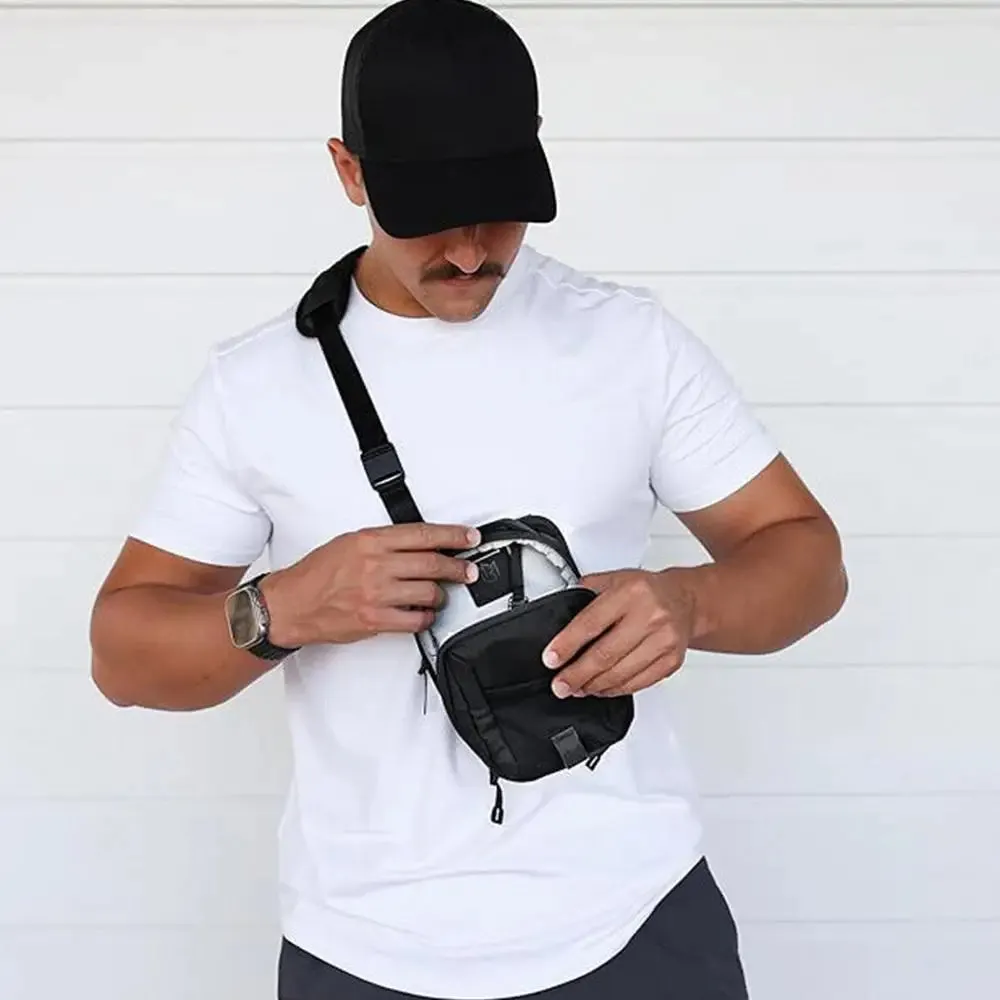Magnetic Gym Phone Sling Bag for Men Women GYM Floor Organizer Sport Chest Crossbody Handle Pouch for Earphone Key Water Bottle