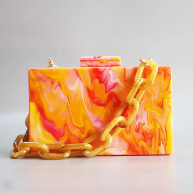 Marble Hot Orange  Clutch