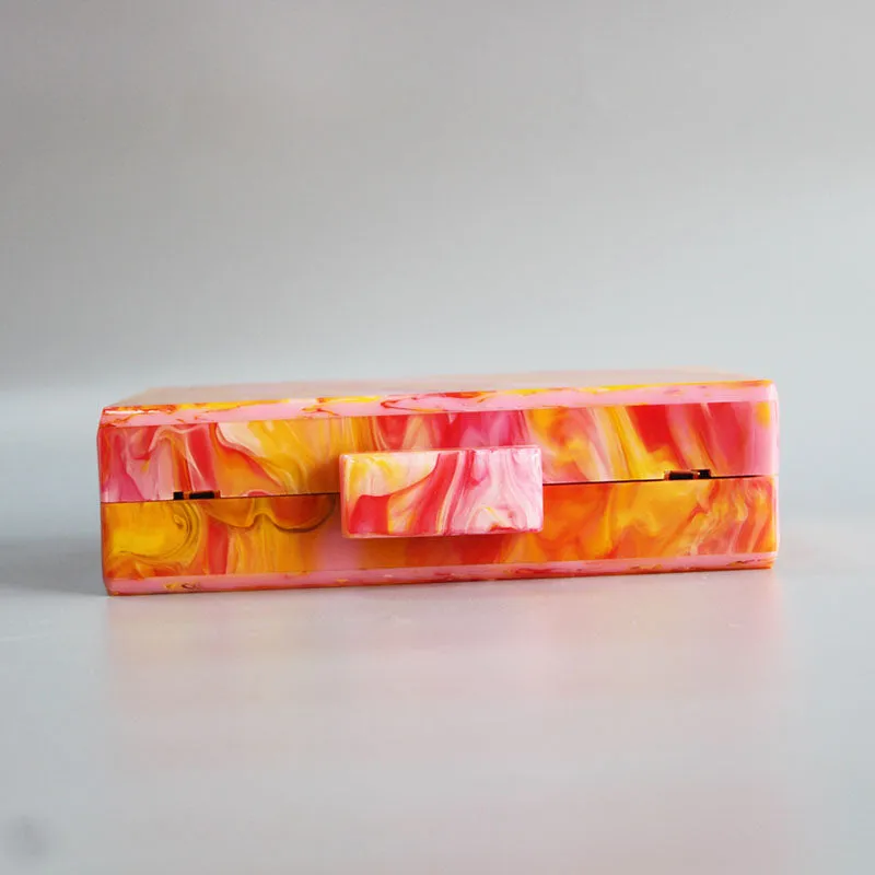 Marble Hot Orange  Clutch