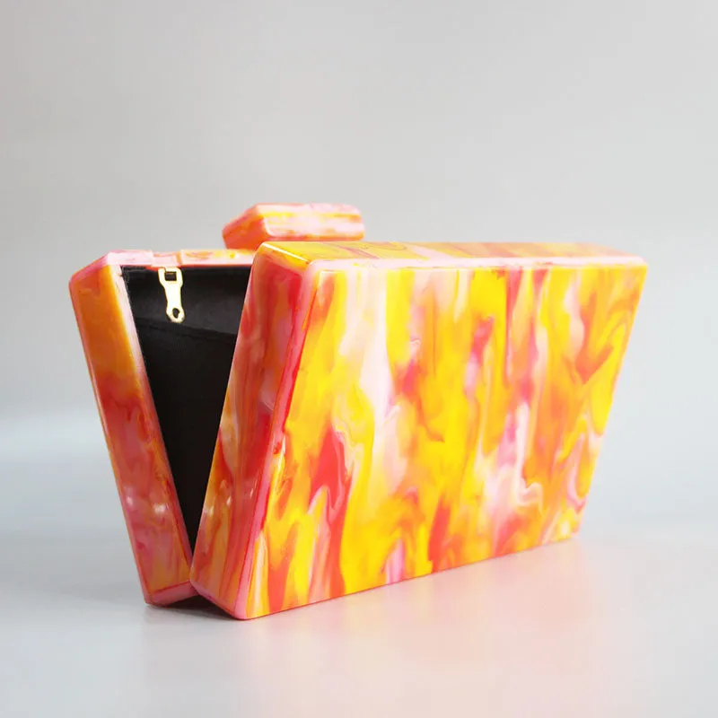 Marble Hot Orange  Clutch
