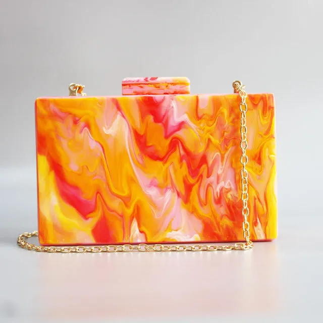 Marble Hot Orange  Clutch