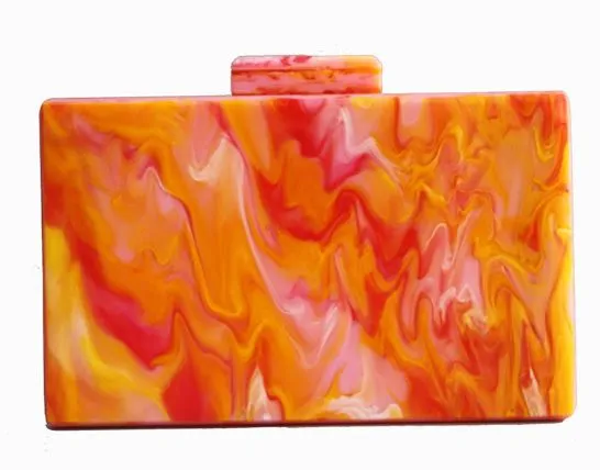Marble Hot Orange  Clutch