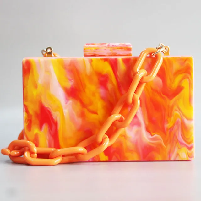 Marble Hot Orange  Clutch