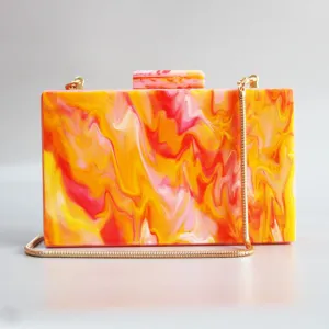 Marble Hot Orange  Clutch