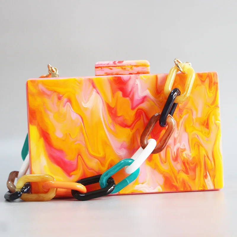 Marble Hot Orange  Clutch