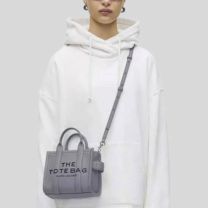 MARC JACOBS The Leather Mini Tote Bag Wolf Grey RS-H053L01RE22