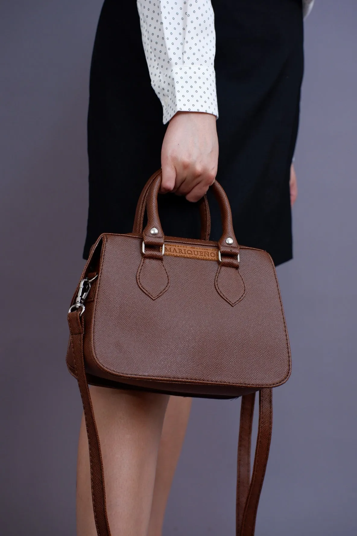 MARGAUX Top Handle Sling Bag in Choco Brown