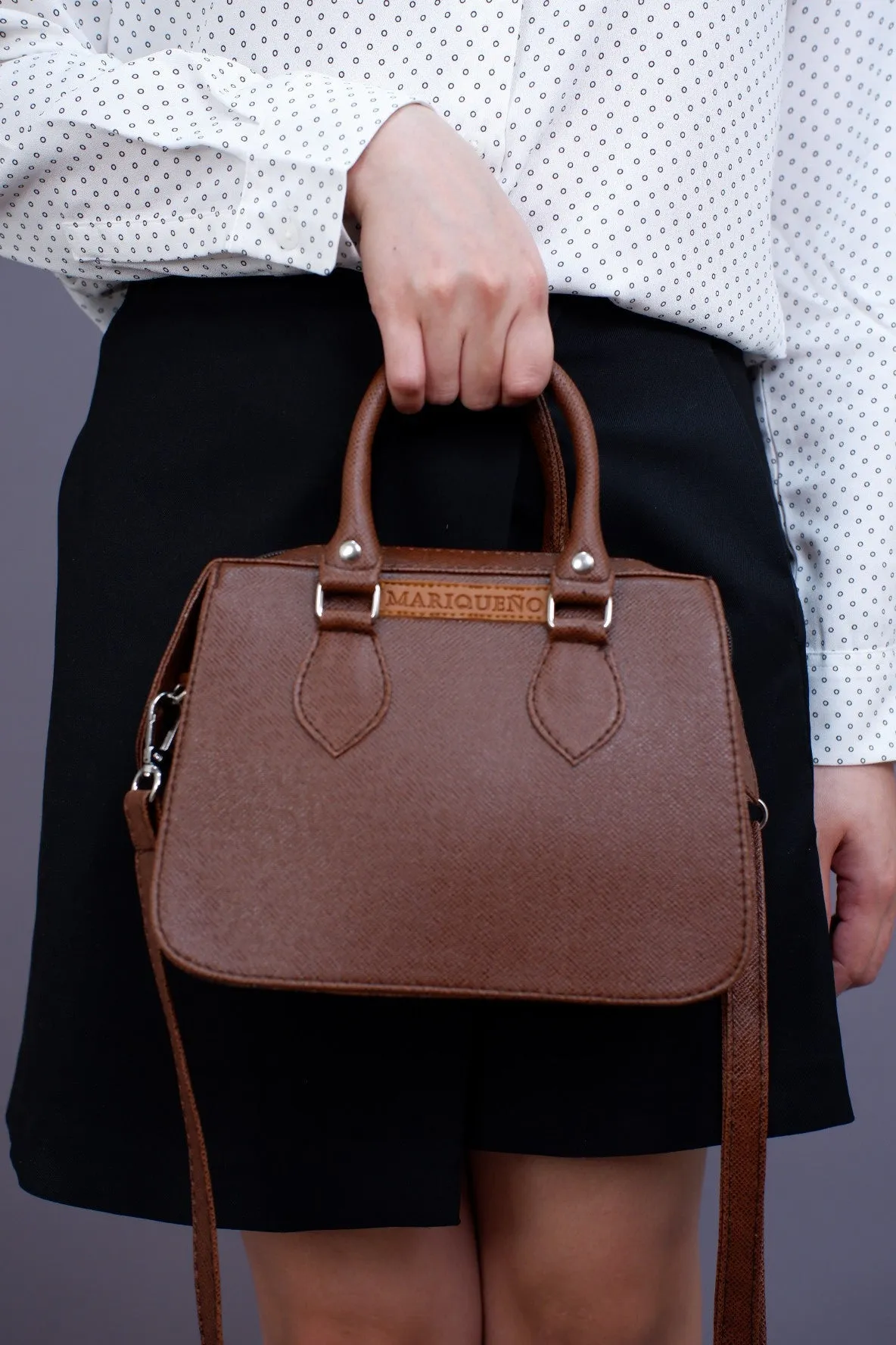 MARGAUX Top Handle Sling Bag in Choco Brown