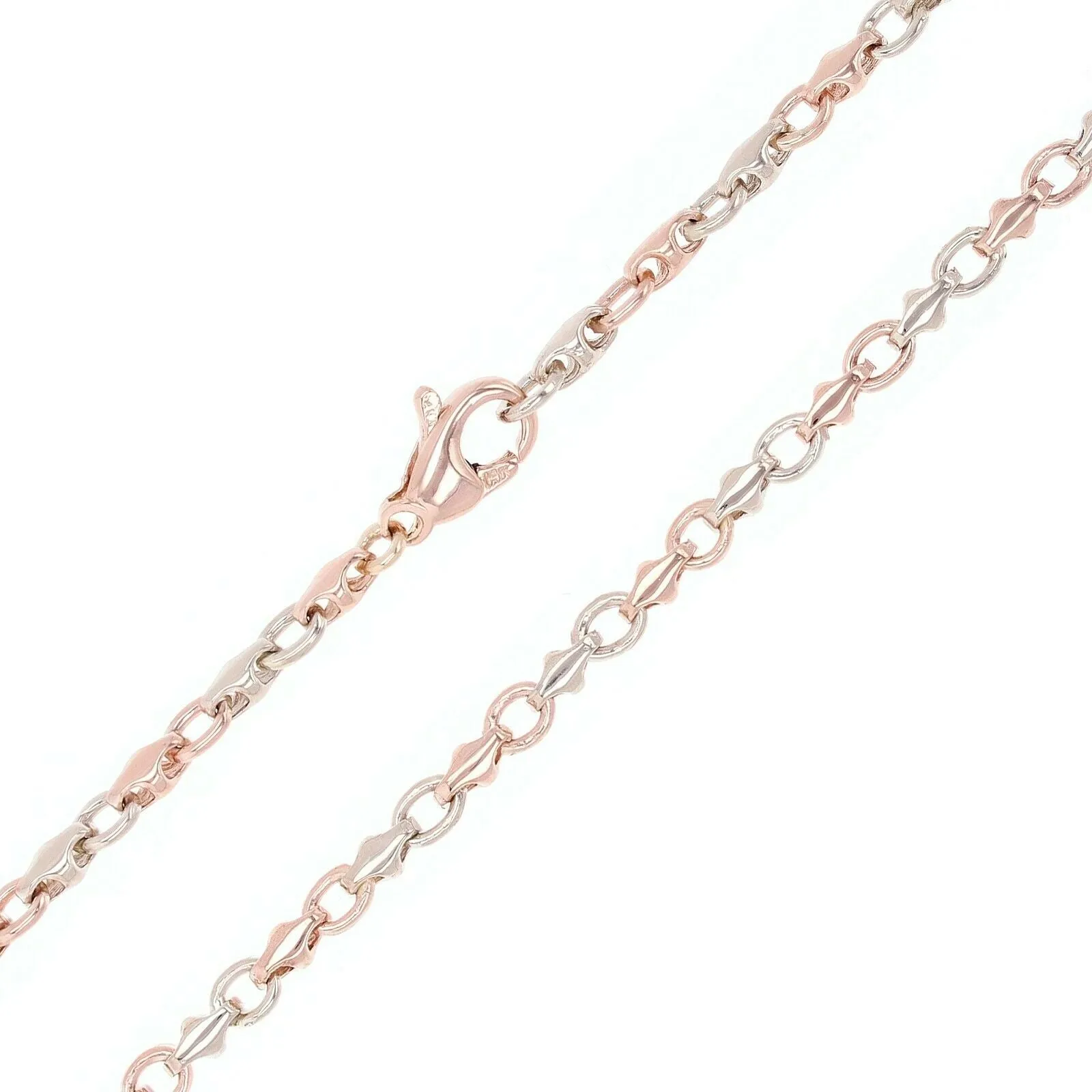 Men's 14k Yellow White or Rose Gold Handmade Fashion Link Necklace 20" - 24" 4.2mm